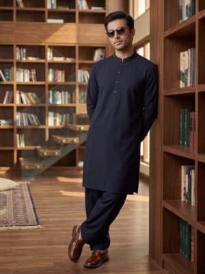 Navy Blue Designer Kurta Shalwar (SK-728)