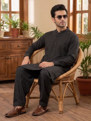 Olive Designer Kurta Shalwar (SK-732)