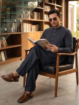 Dark Grey Designer Kurta Shalwar (SK-733)