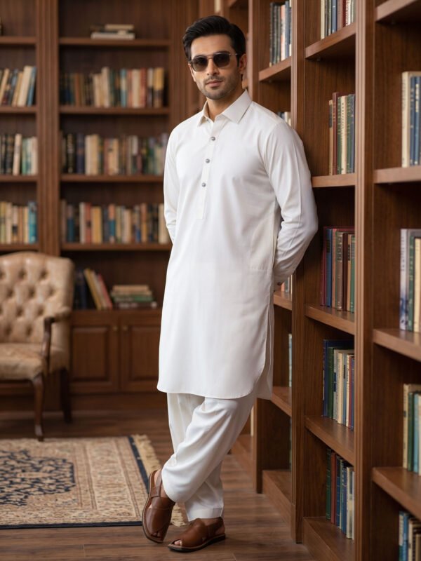 Off White Designer Kurta Shalwar (SK-734)