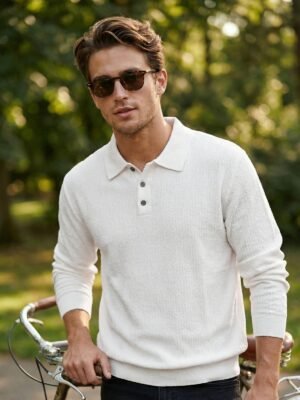 White Full Sleeves Knitted Sweater (SKBP-001)