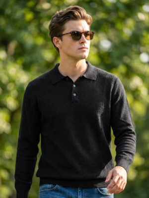 Black Full Sleeves Knitted Sweater (SKBP-003)