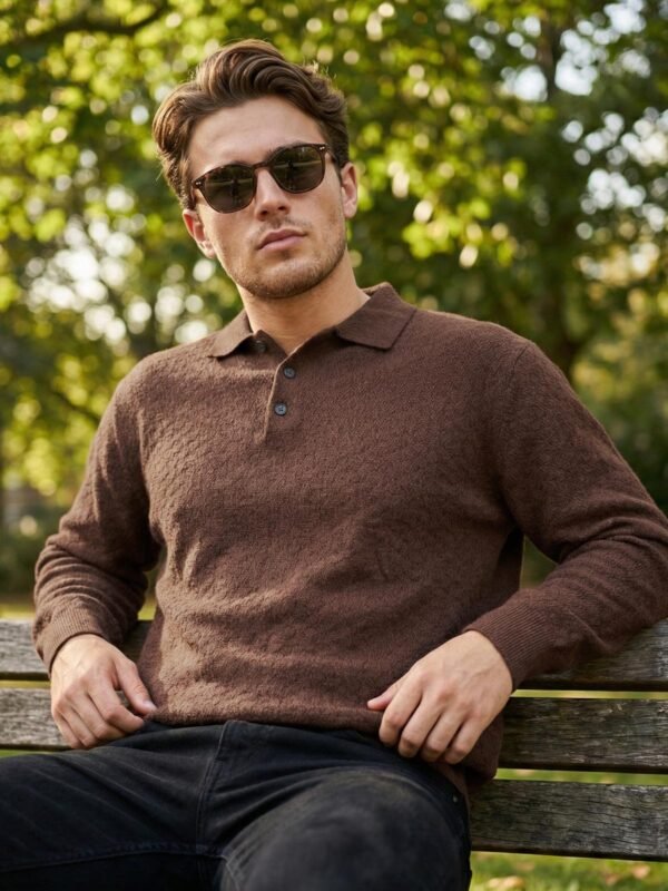 Dark Brown Full Sleeves Knitted Sweater (SKBP-004)