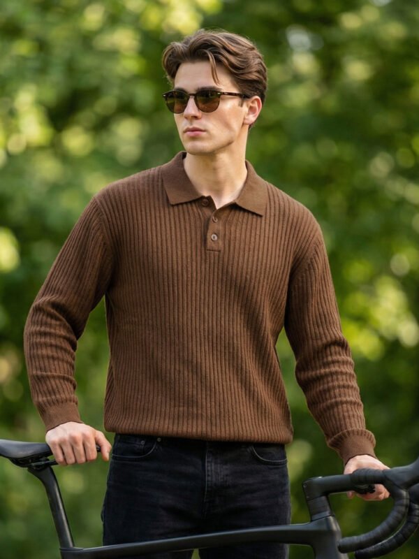 Rust Full Sleeves Knitted Sweater (SKBP-009)