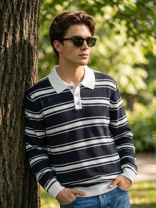 Black & White Full Sleeves Knitted Sweater (SKBP-014)