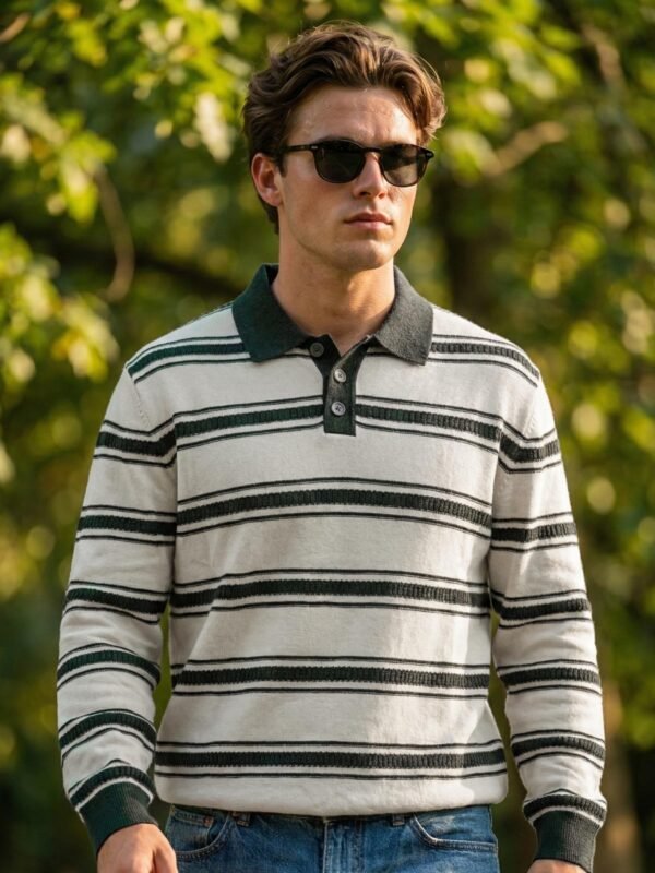 SKBP022-2.jpg Green & White Full Sleeves Knitted Sweater (SKBP-022)