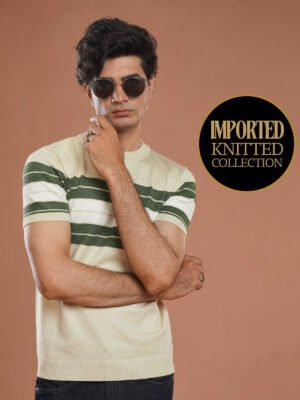 Fawn & Green Premium Knitted Crew Neck T-Shirt (SKCN-051)