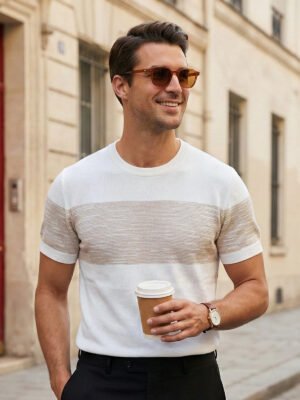 White Premium Knitted Crew Neck T-Shirt (SKCN-062)