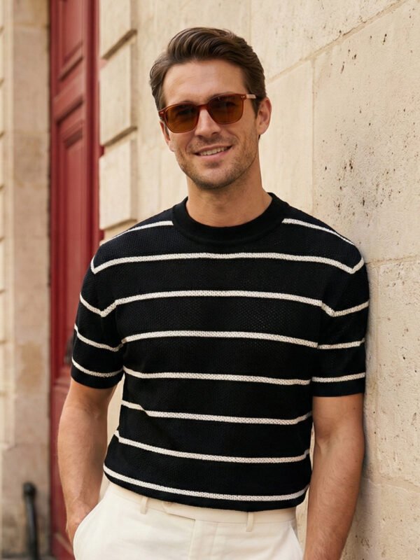 SKCN065-2.jpg Black Premium Knitted Crew Neck T-Shirt (SKCN-065)