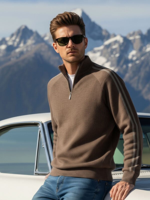 Dark Brown Mock Neck Sweater (SMN-002)