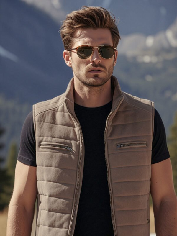 Beige Imported Sleeveless Suede Jacket (SSJ-002)