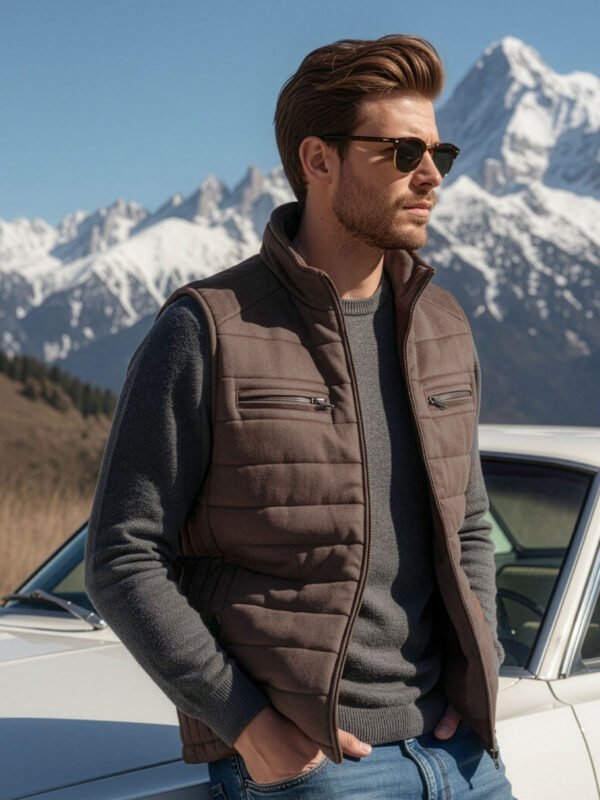 Dark Brown Imported Sleeveless Suede Jacket (SSJ-003)