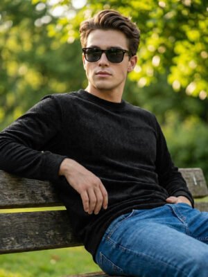 Black Men’s Fleece Sweat Shirt (SSPF-012)