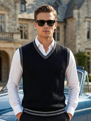 Black Sleeveless Men's Sweater (SW-015)