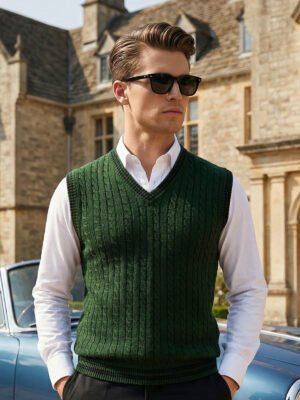 Bottle Green Sleeveless Men's Sweater (SW-018)