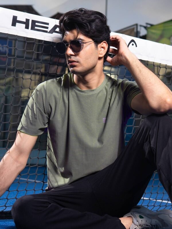 Light Green Self Premium Dry Fit Crew Neck T-Shirt (TEE-291)
