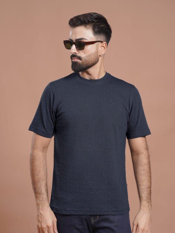 Navy Jacquard Men’s T-Shirt (TEE-361)