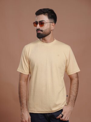 Oatmeal Jacquard Men’s T-Shirt (TEE-364)
