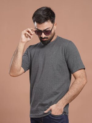 Charcoal Jacquard Men’s T-Shirt (TEE-367)