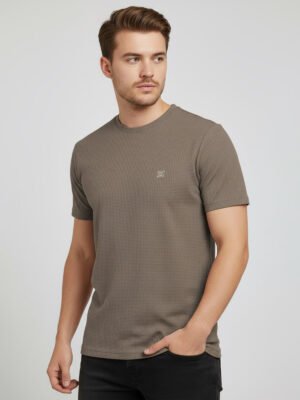 Light Brown Self Premium Dry Fit Crew Neck T-Shirt (TEE-393)
