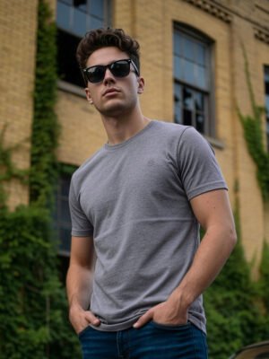 Heather Grey Stretchable T-Shirt (TEE-403)