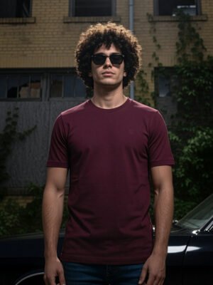 Maroon Stretchable T-Shirt (TEE-404)