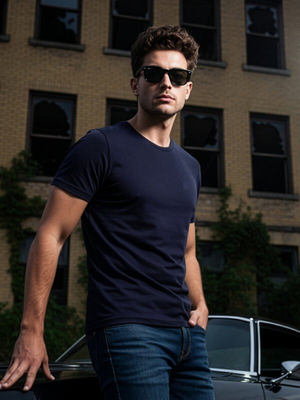 Navy Stretchable T-Shirt (TEE-407)