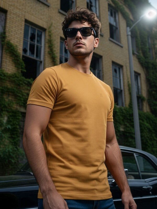 Mustard Stretchable T-Shirt (TEE-408)