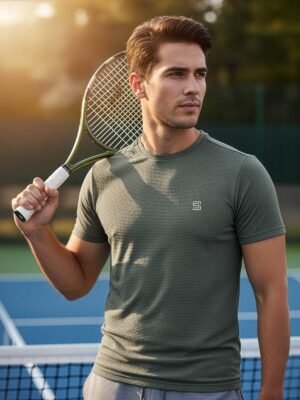 Light Green Self Premium Dry Fit Crew Neck T-Shirt (TEE-415)