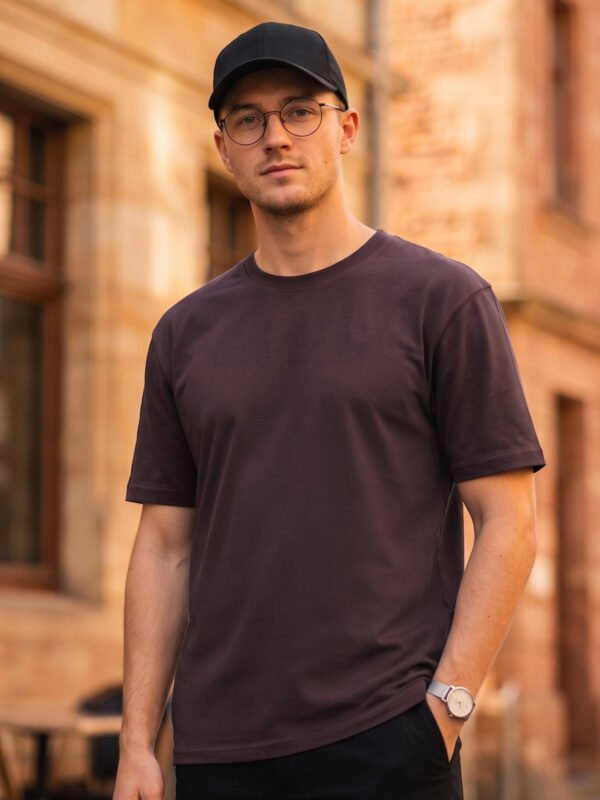 Brown Relaxed Fit Men’s T-Shirt (TEE-456)
