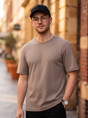 Khaki Relaxed Fit Men’s T-Shirt (TEE-462)