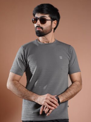 Light Grey Self Premium Dry Fit Crew Neck T-Shirt (TEE-308)